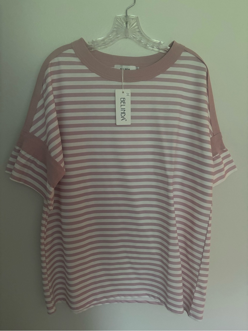 Pink & White Striped Women's Tee